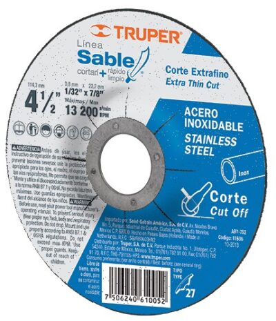 Disco Para Corte De Acero Inoxidable Tipo Abt Truper