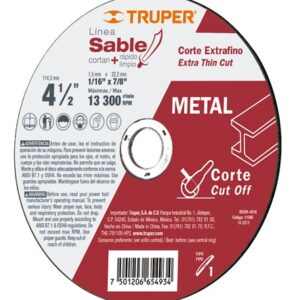 Disco Sable corte extrafino metal tipo 1 4 1/2 1. 6mm DICOF-4516 11585 Truper