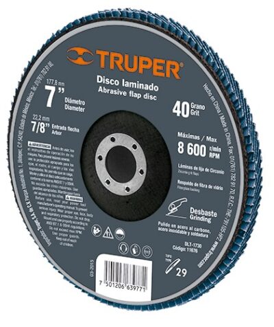 Disco laminado 7 pulgadas grano 40 centro 7/8 DLT-1730 11676 Truper