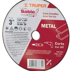 Disco corte extrafino en metal tipo 1 3 pulgadas DICOF-3010 12544 Truper