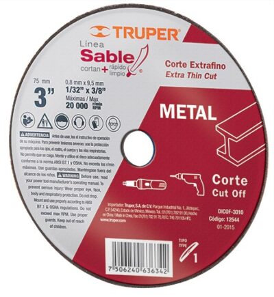 Disco corte extrafino en metal tipo 1 3 pulgadas DICOF-3010 12544 Truper