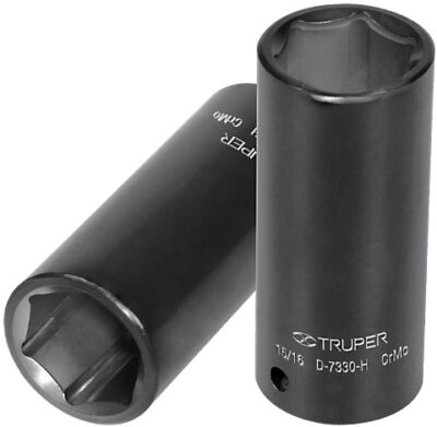 Dado de de impacto, largo, 6 puntas, cuadro 1/2' de 3/8' D-7312-HL 13386 Truper