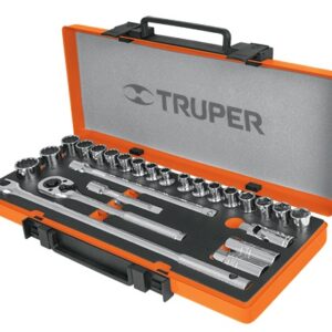 Juego de autocle cuadro 1/2 26 piezas std y mm JD-1/2X26MP 13938 Truper