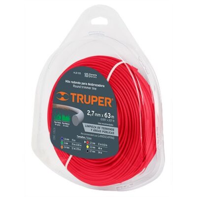 Hilo redondo para desbrozadora 63 m largo, 2.7 mm, blister HLB-105 17610 Truper