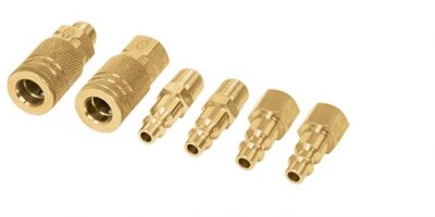 Juego de 4 conectores y 2 coples para compresor de aire CORAL-6 18075 Truper