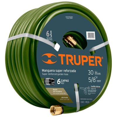 Manguera 5/8' flujo continuo 6 capas con conexiones latón 30 mts largo MAN-30X5/8XX 19744 Truper