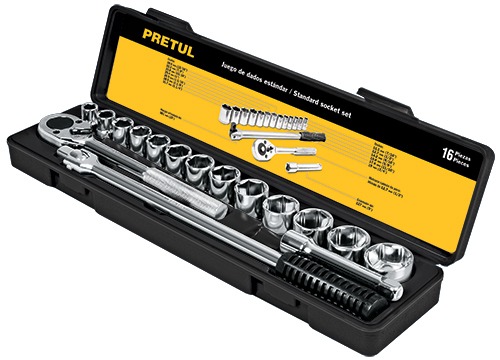 Juego de dados cuadro 1/2 17 pzas standard JD-1/2X17SAE-P 21172 Pretul 1 Juego de dados cuadro 1/2 17 pzas standard JD-1/2X17SAE-P 21172 Pretul