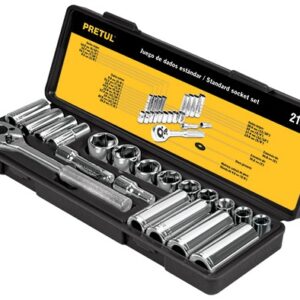 Juego de dados cuadro 3/8 21 pzas standard  JD-3/8X21SAE-P 21187 Pretul