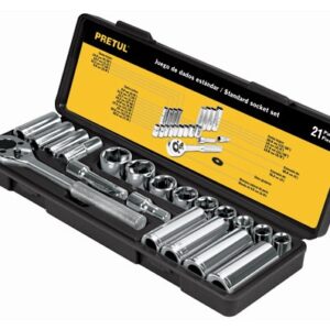 Juego de dados cuadro 3/8 21 pzas milimétricos  JD-3/8X21MM-P 21191 Pretul