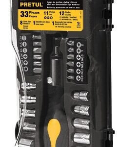 Juego de dados cuadro 1/4 y 3/8 33 piezas JUDA-33P 23970 Pretul
