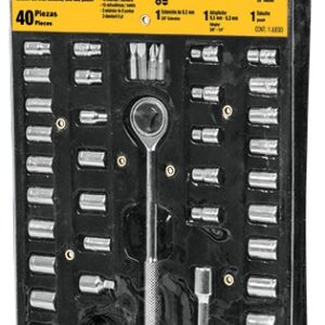 Juego de dados cuadro 1/4 3/8 y 1 40 pzas, Pretul, bolsa JUDA-40PB 23973 Pretul