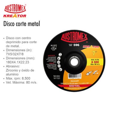 DISCO PARA CORTE METAL TIPO 42 AUSTROMEX 596 KREATOR 7 1