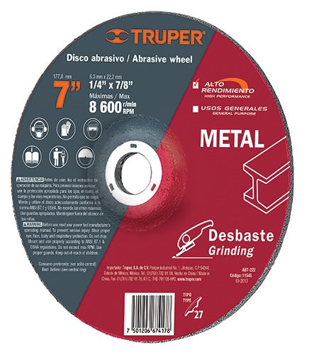 Disco desbaste de metal 7 ABT-222 11545 Truper 1 Disco desbaste de metal 7  ABT-222 11545 Truper