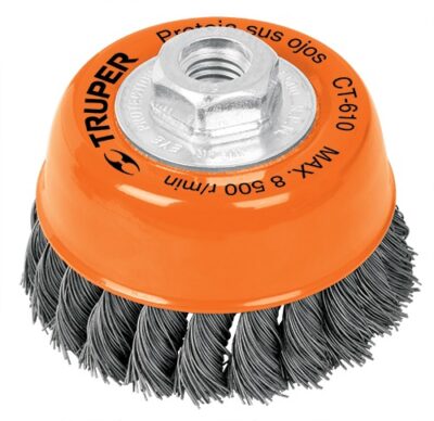 Carda de copa, alambre trenzado fino, 4 pulgadas para esmeril CT-610 14187 Truper
