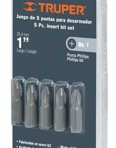 Juego de 5 puntas para desarmador punta # 1 1' P5-11 17776 Truper