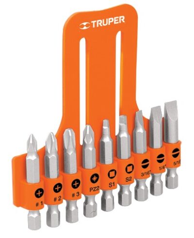 Juego 9 puntas combinadas largo 2 pulgadas en organizador PUN-9 17789 Truper