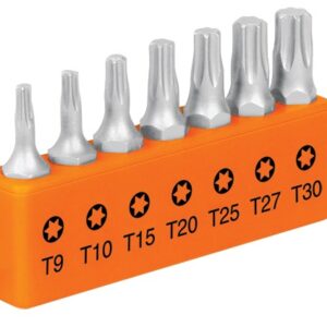 Juego de 7 puntas Torx largo 1 en organizador P7-15T 17795 Truper