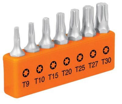 Juego de 7 puntas Torx largo 1 en organizador P7-15T 17795 Truper