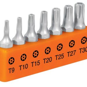 Juego de 7 puntas Torx largo con seguro 1 en organizador P7-15TS 17797 Truper