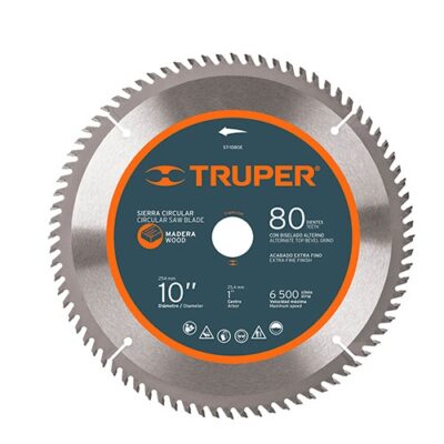 Sierra circular para madera 10 pulgadas 80 dientes centro 1 pulgada ST-1080E 18309 Truper