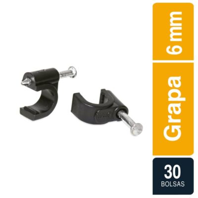 Grapa curva para cable 7mm negra 25piezas blister SANELEC 4620