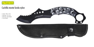 CUCHILLO 5 1/2 PAVONADO MANGO CAMUFLAJE CALAVERA LT