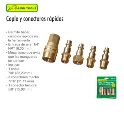 COPLE Y CONECTORES NEUMATICOS RAPIDOS LATON LION T 1