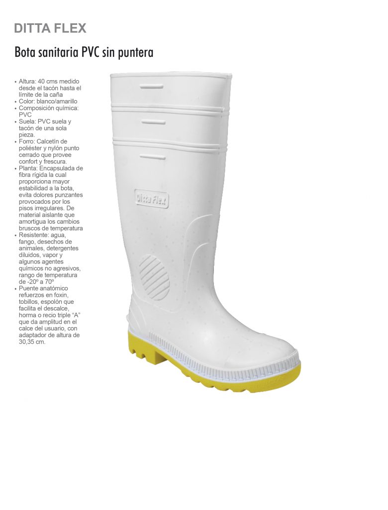BOTA SANITARIA #25 SIN PUNTERA BLANCA AMARILLA DITTAFLEX 2040 2
