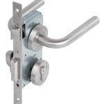 Cerradura de embutir para recámara de acero inoxidable CEMA-41R 43016 Hermex