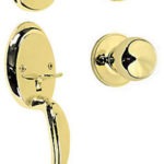 Cerradura, latón brillante, mariposa, pomo-jaladera CEP-11PJ 43021 Hermex