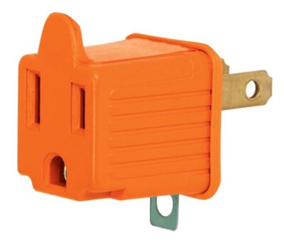 Adaptador 3 a 2 patas color naranja AD-32N 46253 Volteck 1