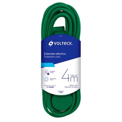Extensión eléctrica doméstica 10m verde ED-10V 48038 Volteck