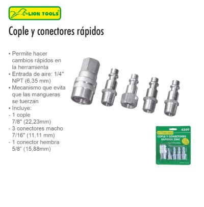 COPLE Y CONECTORES NEUMATICOS RAPIDOS ZINC LION T 1