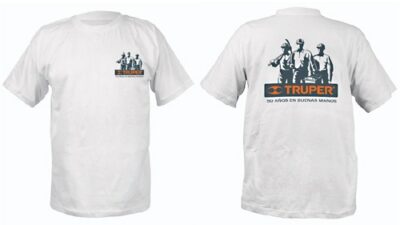 Camiseta blanca 100% algodón, estampada, talla 40 CAM-BLA-40 60005 Truper
