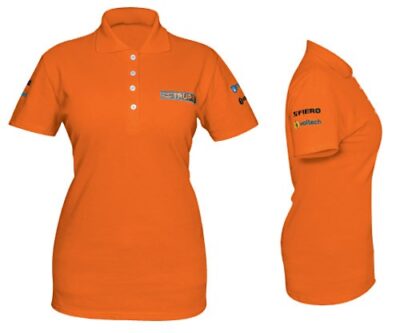 Playera polo, naranja mujer talla Chica