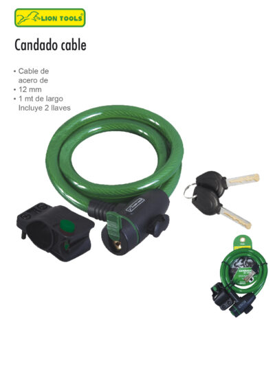 CANDADO CABLE 100 CM 12 MM LION TOOLS