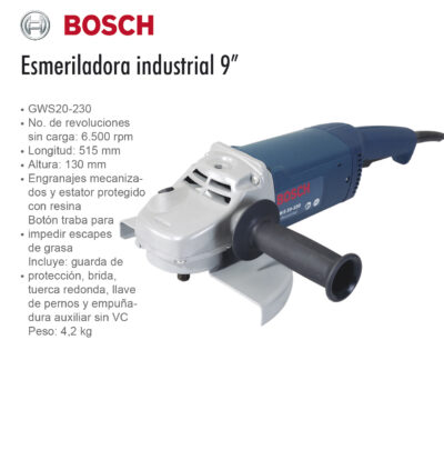 ESMERILADORA BOSCH INDUSTRIAL 9 2000W 06018501G0 GWS 20-230