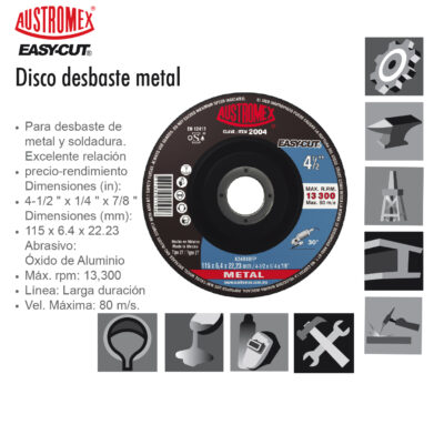 DISCO PARA DESBASTE METAL 2004 AUSTROMEX EASY CUT 4 1/2