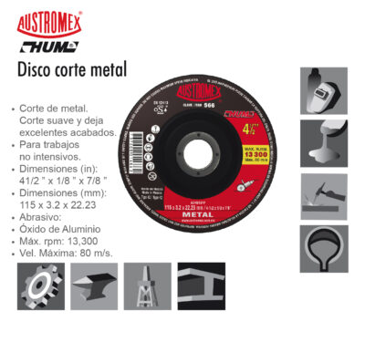 DISCO PARA CORTE METAL 566 AUSTROMEX HUM 4 1/2