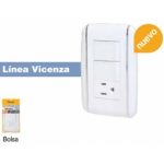 Contacto y 2 apagadores Vicenza con placa SANELEC 4522