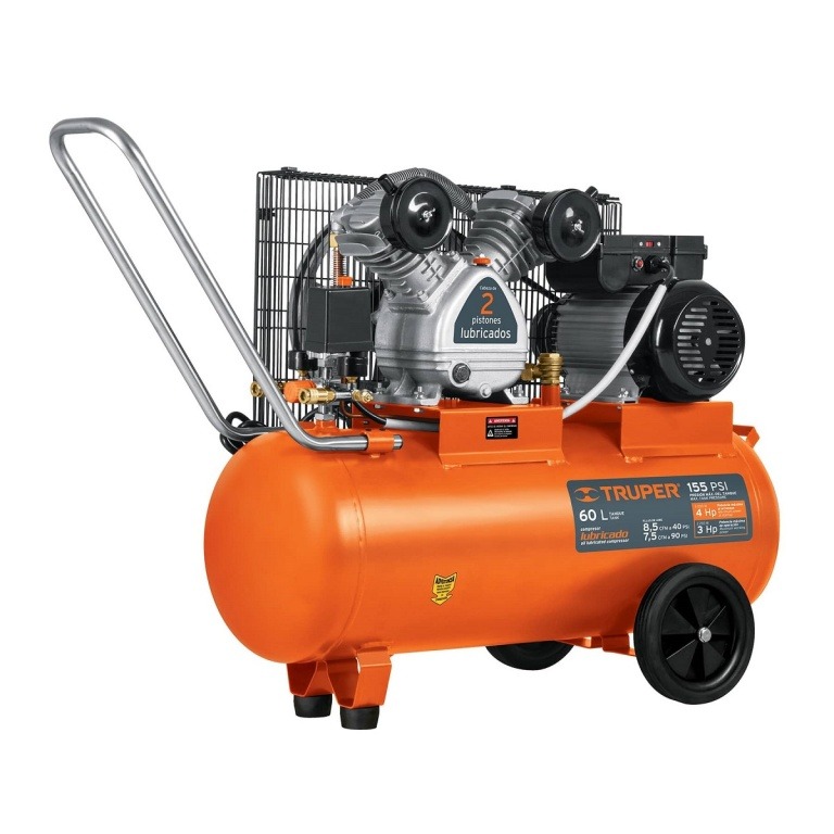 Compresor lubricado 60 litros de banda dual Truper