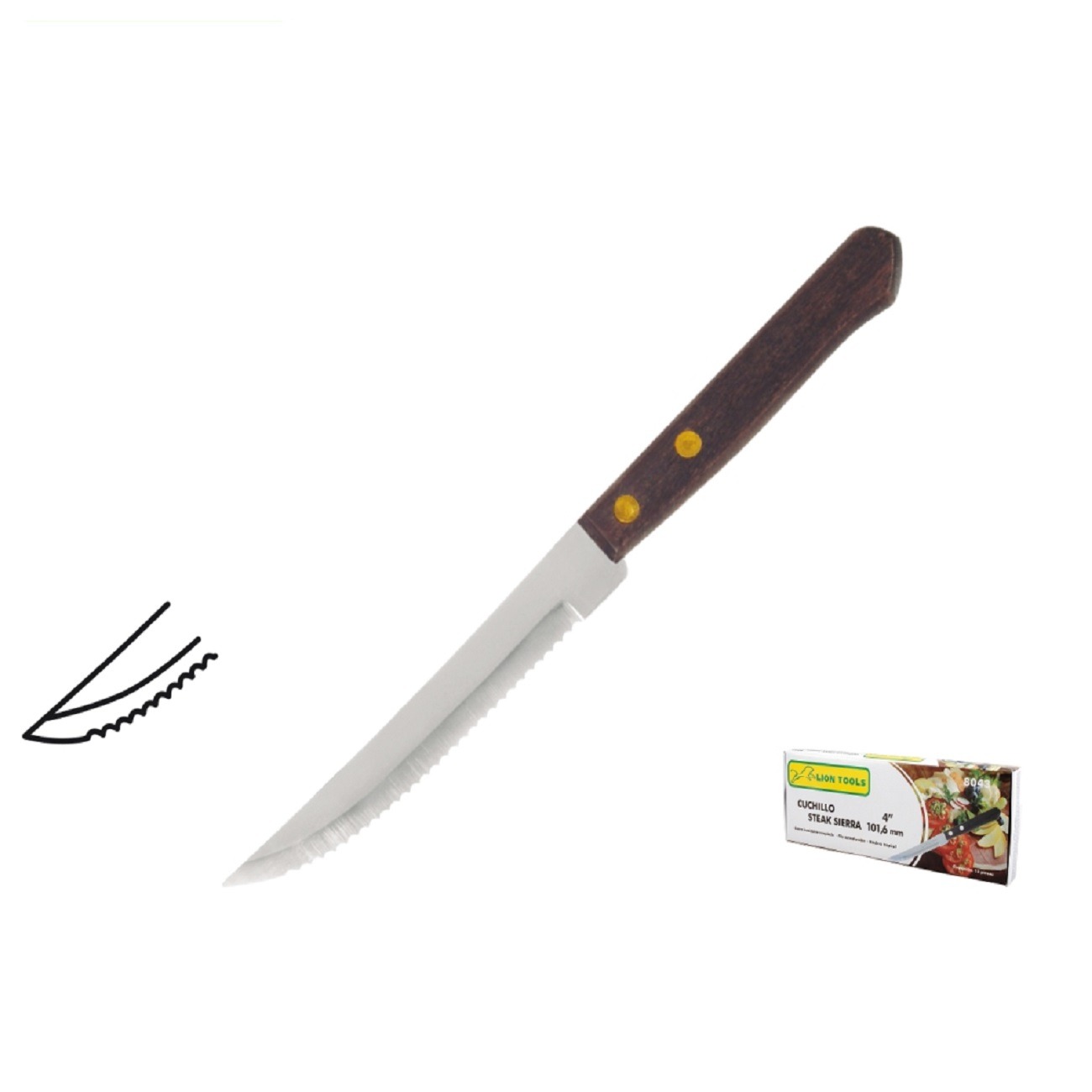 Cuchillo de sierra mango de madera 4 pulgadas