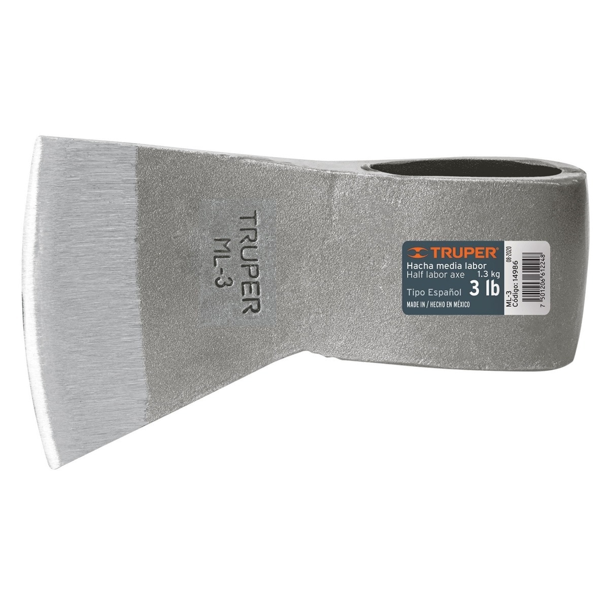 Hacha media labor 3 lbs sin mango ML-3 14986 Truper