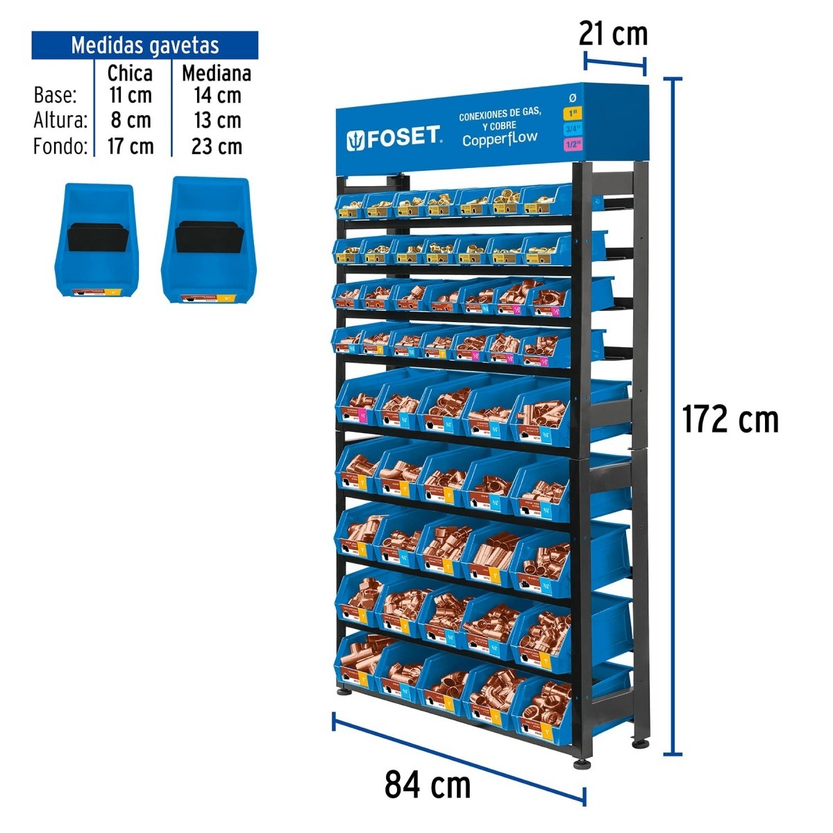 Rack con conexiones de cobre y gas Foset R-CC-FOS 55860