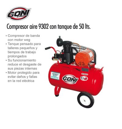 COMPRESOR AIRE GONI 1/2 HP 9302W CON TANQUE 50 LTS 1