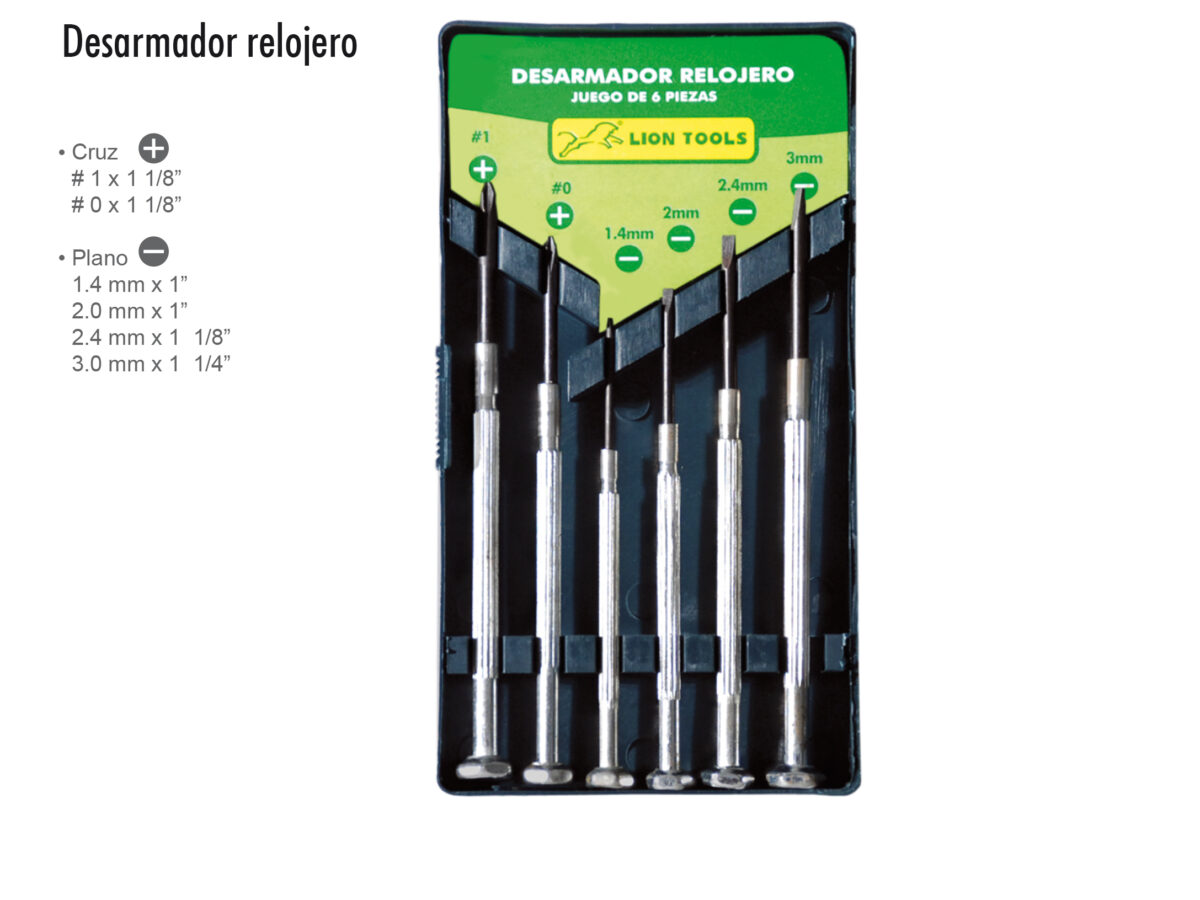 DESARMADOR RELOJERO 6 PZS LION TOOLS - CARTEGOMART