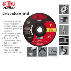 DISCO PARA DESBASTE METAL 561 AUSTROMEX HUM 7