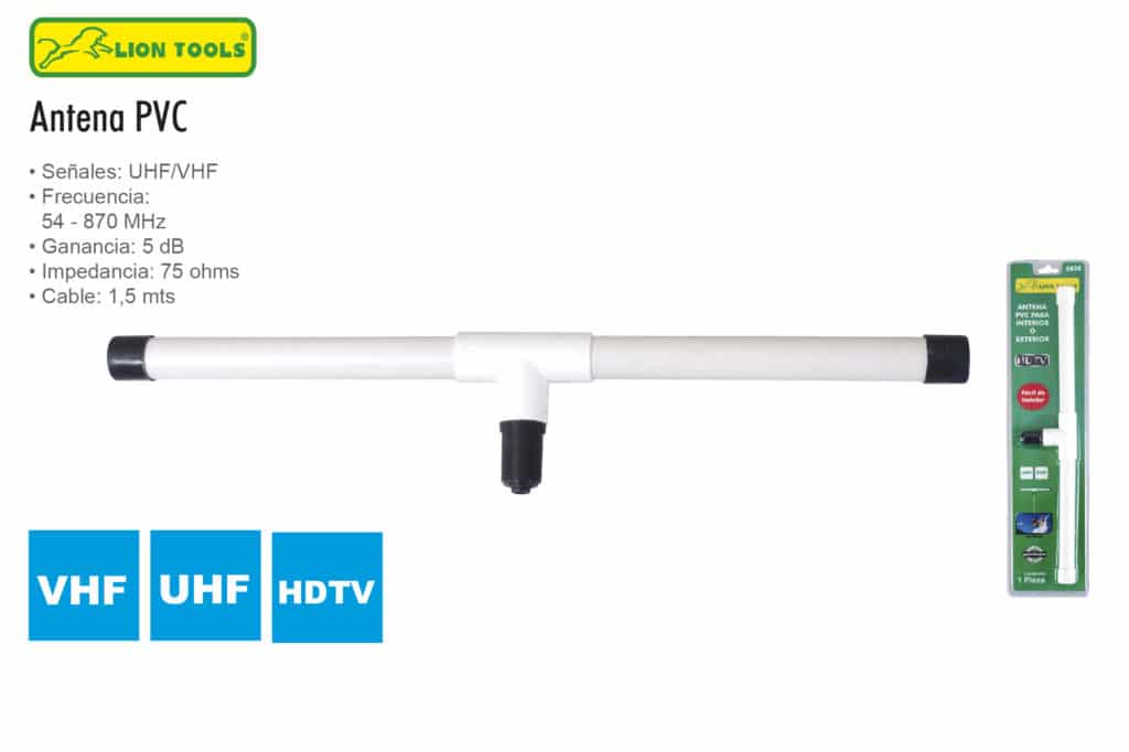 ANTENA PVC PARA INTERIOR Y EXTERIOR SIN CABLE LION TOOLS 2