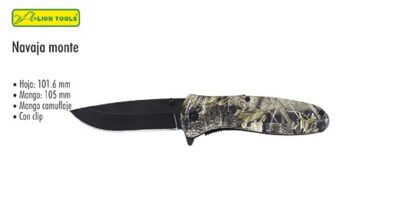 NAVAJA 4 PULGADAS DE MONTE CAMUFLAJE CON CLIP LION TOOLS