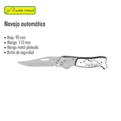 NAVAJA 3 PULGADAS AUTOMATICA COLOR PLATA LION TOOLS